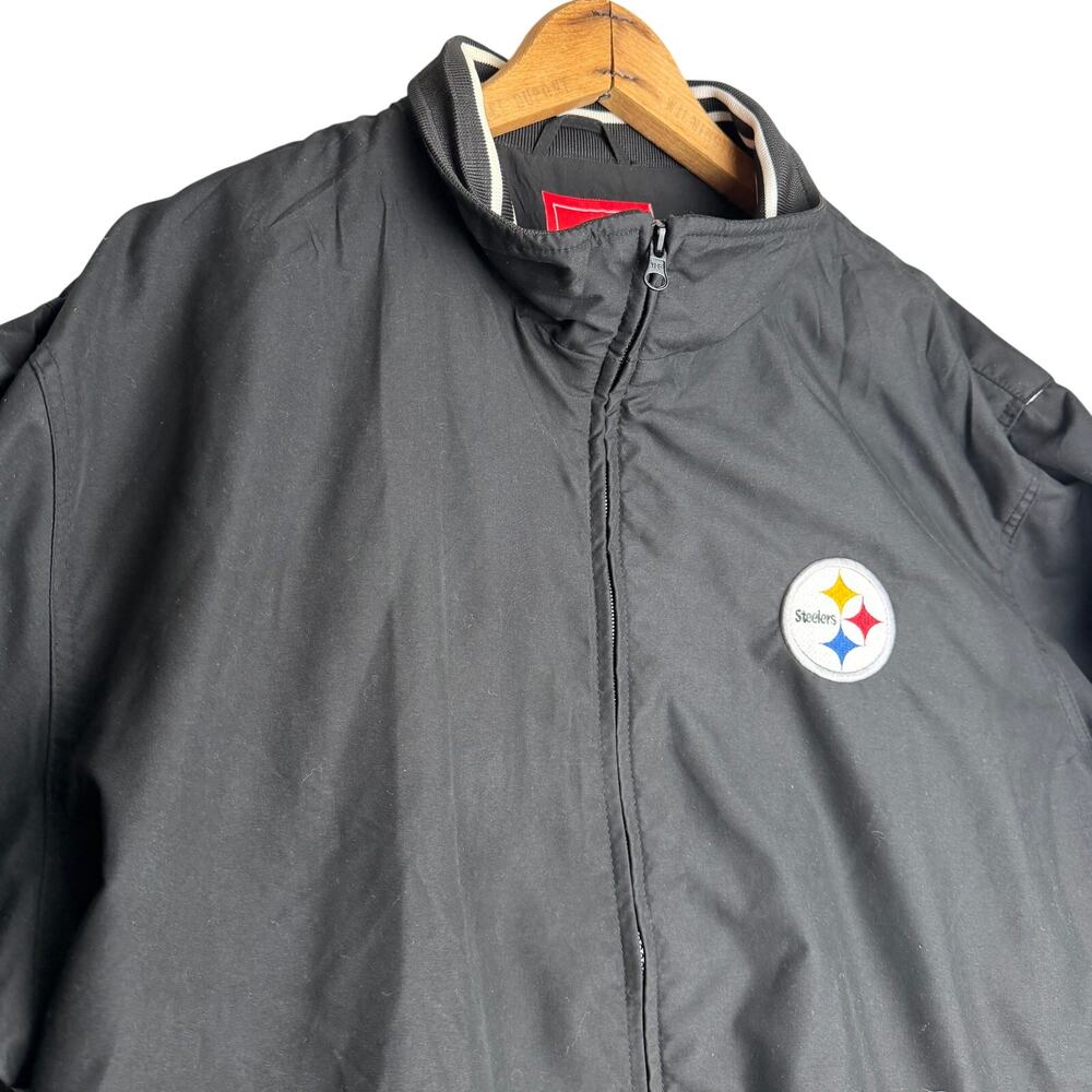 Pittsburgh Steelers Black Windbreaker NFL‎ Jacket Coat Full Zip Size XL